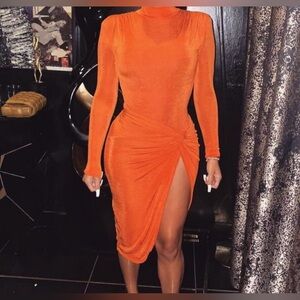 JLUXLABEL ORANGE MIDI SKIRT